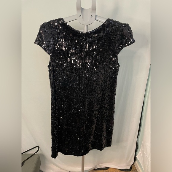 Banana Republic Factory Black Sequin Shift Dress size 10 - Picture 8 of 12